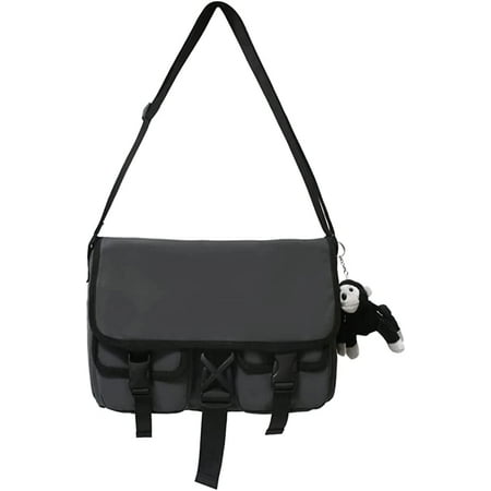 

DanceeMangoo Fashion Shoulder Bag for Women Men Cool Canvas Oxford Lage Hobo Messenger Bag With Monkey Pendant