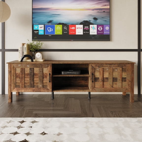 Home Design Opelika 71" TV Stand with Spacious Storage and Open Shelves, Modern Vintage Design for Living Room, Easy Assembly, Vintage Oak