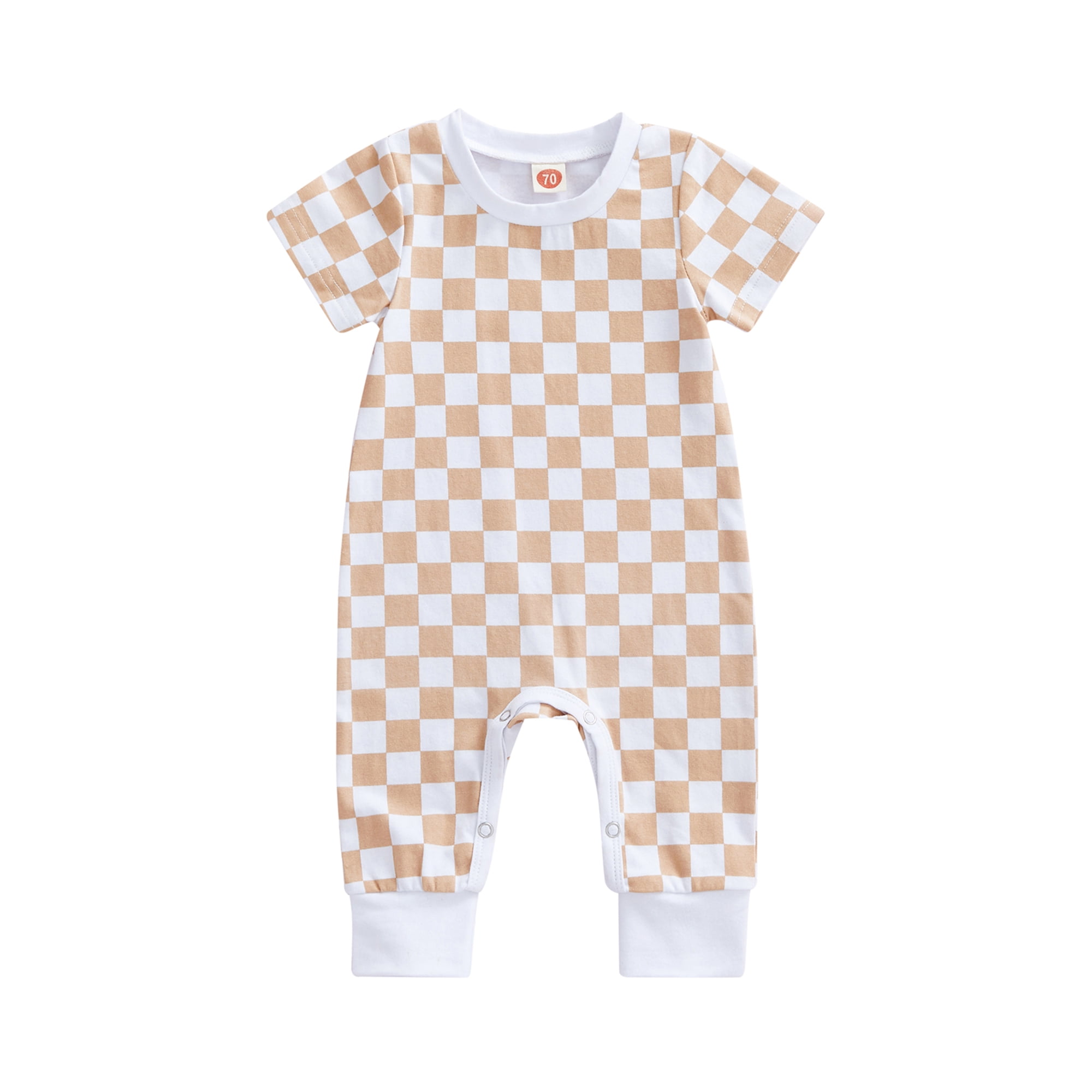 Multitrust Newborn Baby Boys Checkerboard Plaid Print Jumpsuit