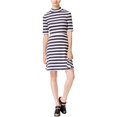thumbnail image 1 of Maison Jules - Vestido ajustado y acampanado a rayas para mujer, azul, mediano, 1 of 2