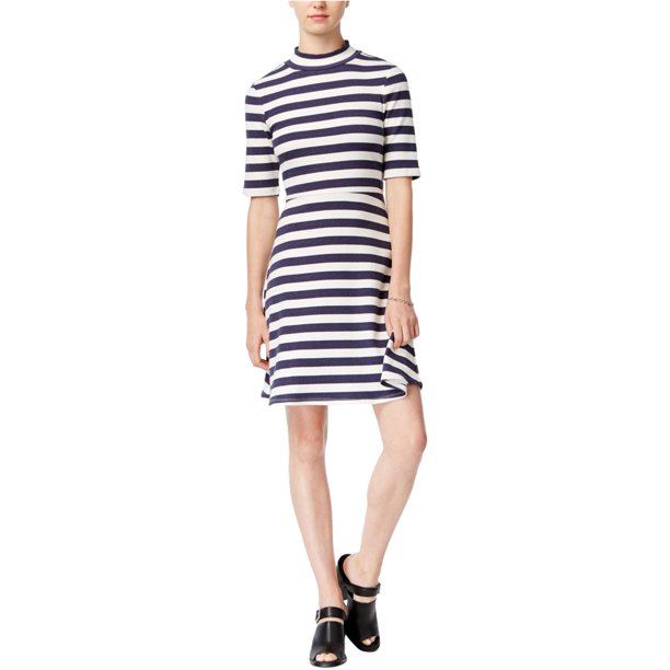 Maison Jules - Vestido ajustado y acampanado a rayas para mujer, azul, XX-Large