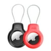 2 Pack AirTag Holders with Keychain, Secure Air Tag Cases, and Key Rings for Keys, Luggage, Backpack, Pet, Black&Red