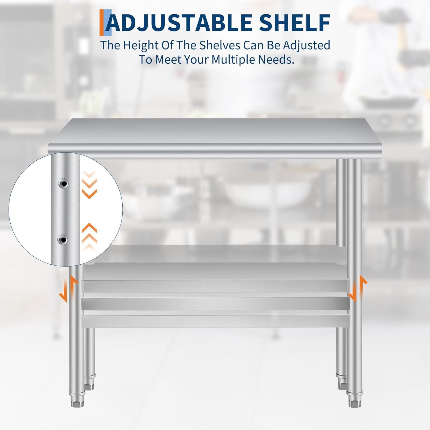 24 x 36 Inches Stainless Steel Prep Table with Backsplash, Adjustable Undershelf and 4 Caster Wheels, Commercial Heavy Duty Table with Adjustable Under Shelf for Outdoor Use,Restaurants,Hotels,Works
