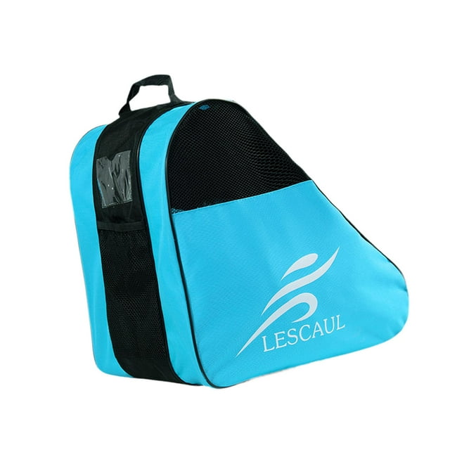 Bolso de patinaje enrollador, bolso de zapatos de patinaje, bolso de skate de hielo conveniente para el hombro de transporte para patines de hockey Azul