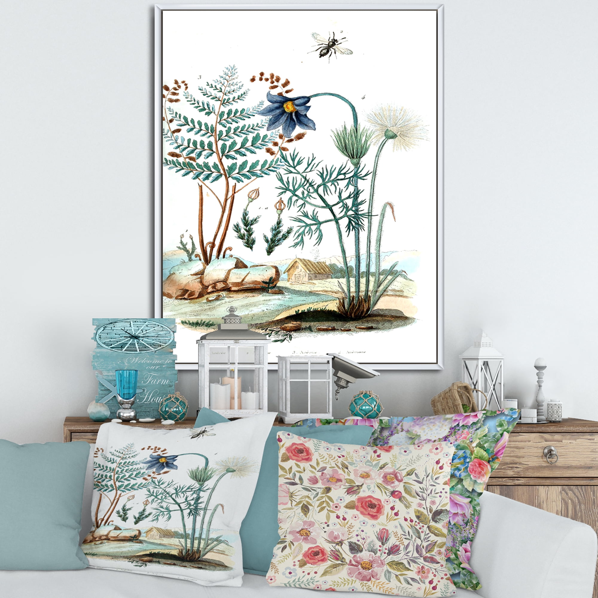 Designart 'Ancient Ancient Countryside Animals' Farmhouse Framed Canvas Wall Art Print