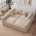 thumbnail image 4 of Marrber Modular Sleeper Sofa Sectional with Reversible Storage Seats and Comfy Corduroy Upholstery for Living Room, Home Theater, Beige, 4 of 11