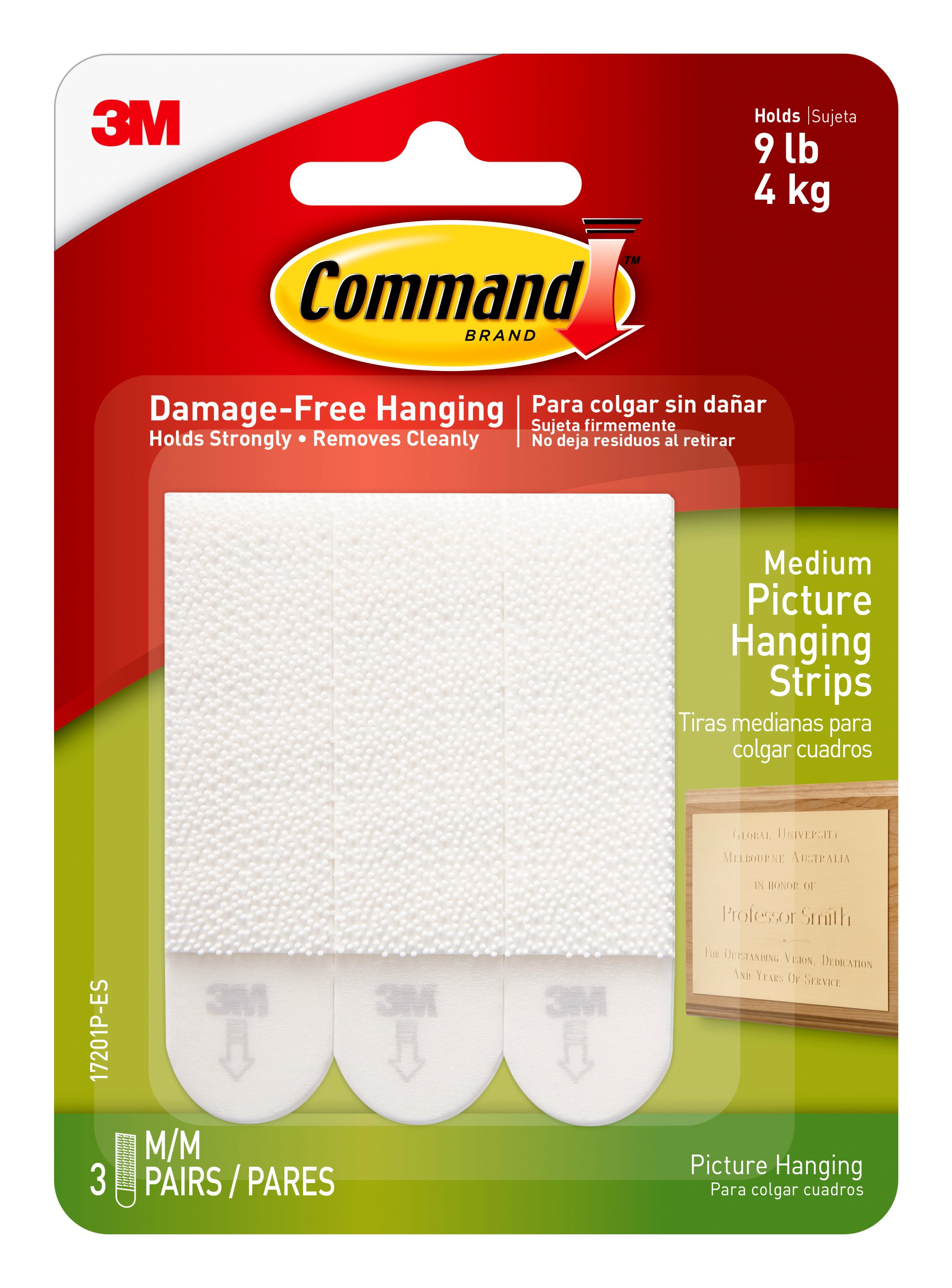 Command Picture Hanging Strips, White, Medium, 3 Sets of Strips/Pack