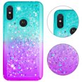 thumbnail image 5 of SOATUTO For Motorola One Power (P30 Note) Case Glitter Case Sparkle Glitter Flowing Liquid Quicksand with Shiny Bling Diamond Women Girls Cute Case For Motorola One Power (P30 Note) - Green+Purple, 5 of 7