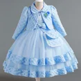 thumbnail image 3 of Vestido de princesa para niñas de 3 piezas, nuevo, bordado, de manga larga, elegante, para fiesta de cumpleaños infantil y conjunto de bolso, 3 of 5