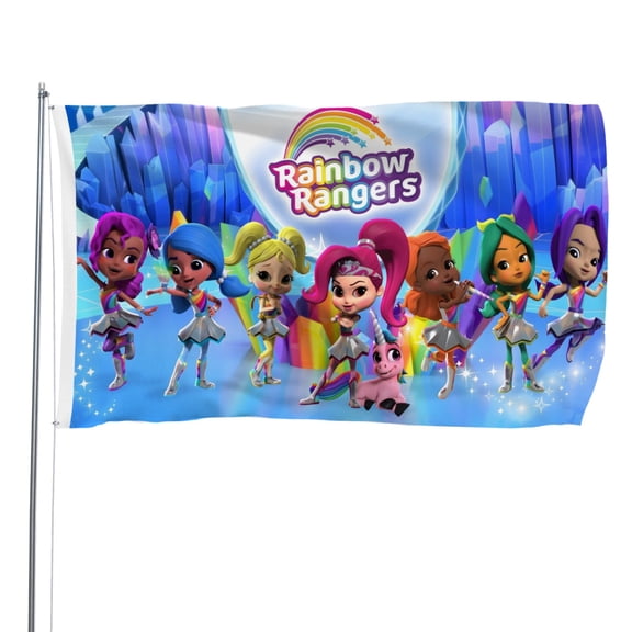 Rainbow Rangers-themed Printed Flag Perfect gift for fans, friends, and family members, and suitable for indoor and outdoor activities, party decorations.35.4"x59" (90cm×150cm)