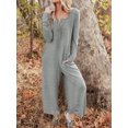 thumbnail image 3 of KelaJuan Women Jumpsuits Casual Long Sleeve Front Button Rompers Trendy Wide Leg Loose Fit Bodysuit with Pockets, 3 of 6