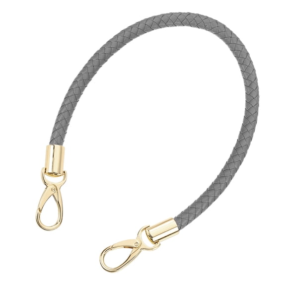 Leather Purse Strap, 1Pack 50cm Short Leather PU Braided Purse (Dark Gray Strap   Gold Clasp)