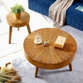 Gexpusm Coffee Table Set of 2, Round Coffee Tables with End Table, Wood Coffee Tables for Living