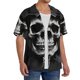 thumbnail image 2 of Fotbe Black White Hat Skull Camisa Estampada de Manga Corta para Hombre, Casual de Verano, Estilo Playero, Sin Arrugas-Large, 2 of 5