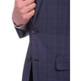 thumbnail image 6 of Mens Slim Fit Navy Blue Windowpane Plaid Two Button Wool Blend Suit, 6 of 8