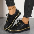 thumbnail image 3 of EKVAHL Women Lace-Up Leather Sneakers Platform Chunky Heel Athletic Shoes, Round Toe Non-Slip Trendy Running Casual Shoes Black, 3 of 6