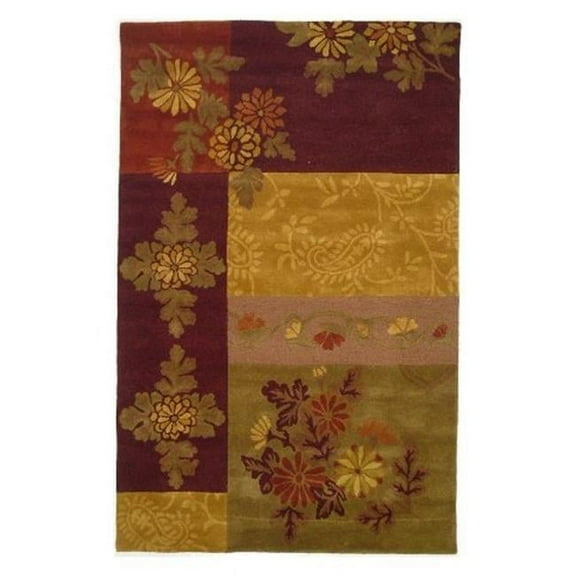 LS-RJ3 5 x 8 ft. Kavera 100 Percent Long Fiber Wool Hand Made Rug, Multicolor