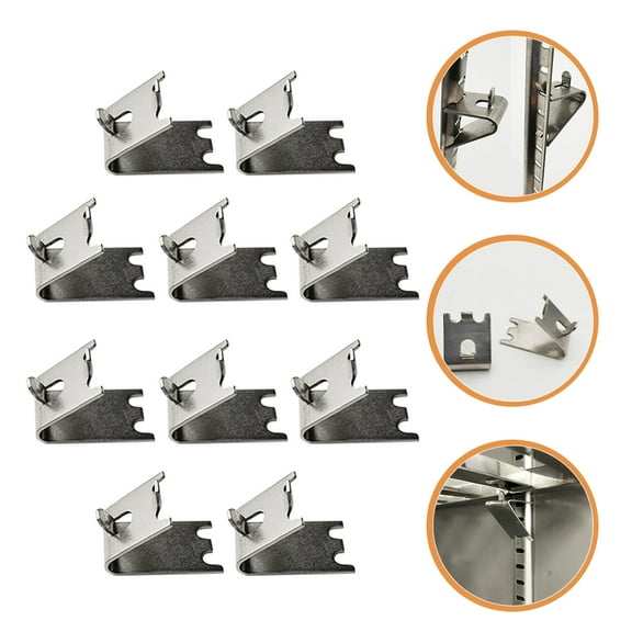 DINHEAROM Freezer Shelf Clip 10Pcs Stainless Steel Metal Shelving Clips for Refrigerator and Cooler