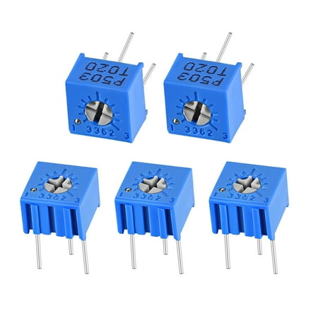 

Uxcell 3362 Trimmer Potentiometer 50K Ohm Top Adjustment Variable Resistors 5pack