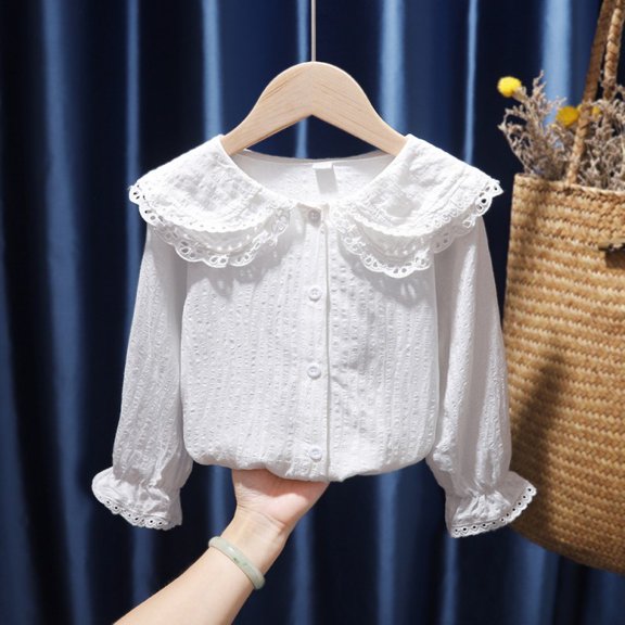 AVAIL Baby Girl Long Flared Sleeve Lapel Blouse Spring Autumn Top
