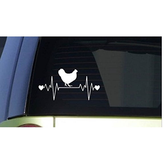 Chicken heartbeat lifeline *I193* 8" wide Sticker decal chick eggs rooster