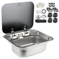 thumbnail image 2 of Stainless Steel Sink,Square Stainless Steel Sink Single Sink Motorhome Kitchen Accessory Streamlined Design, 2 of 14