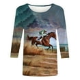 thumbnail image 5 of CYMMPU Women's Basic Tees Tunic Tops Vintage Swing Shirts Business Work Blouses Crewneck Horse Printed 3/4 Length Sleeve Summer Fall 2025 Clothes Multicolor XXXXXL, 5 of 5