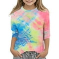 thumbnail image 2 of Splozh Longues Chandails à Manches Fille Décontracté Col Rond T-Shirt à Manches Trois Quarts Régulier Basique Haut à Manches 3/4 Rouge Melon D\'eau, 6-7 Ans, 2 of 5