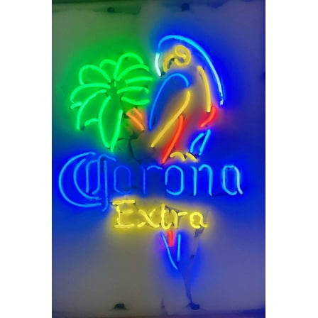 Queen Sense 20"x16" Custom Coronas Extra Parrot Neon Sign HD Vivid Printing Handmade Artwork Beer Bar Pub Decor Wall Party Gift Neon Light 120CEPBVVD