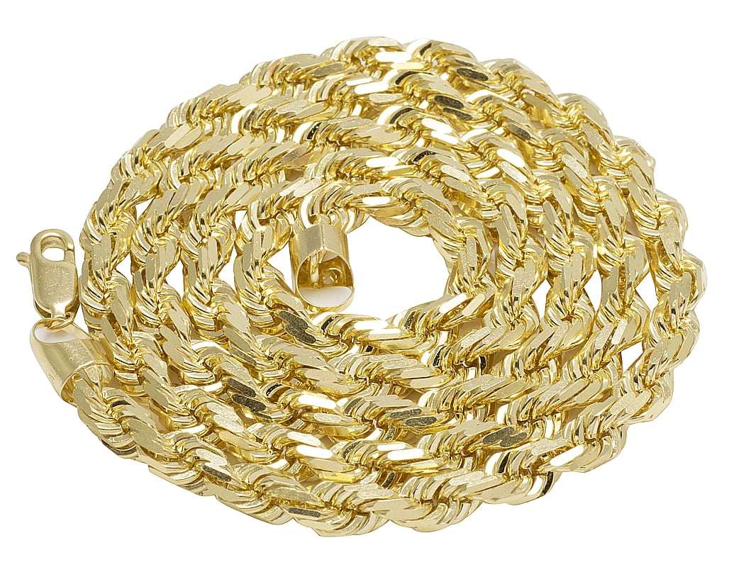 Mens Ladies Solid 10K Yellow Gold Solid Rope Chain Necklace 1mm 18" 30