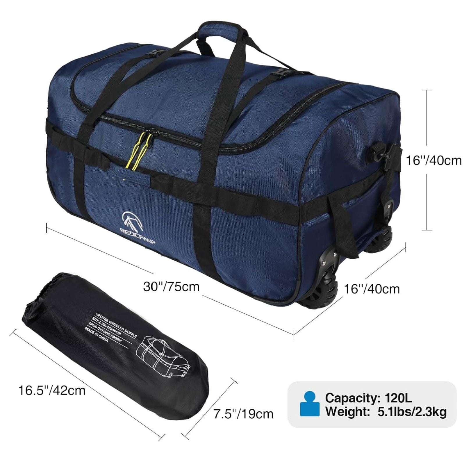 85L/120L/140L Foldable Duffle Bag with Wheels, Large Travel Duffel Bag
