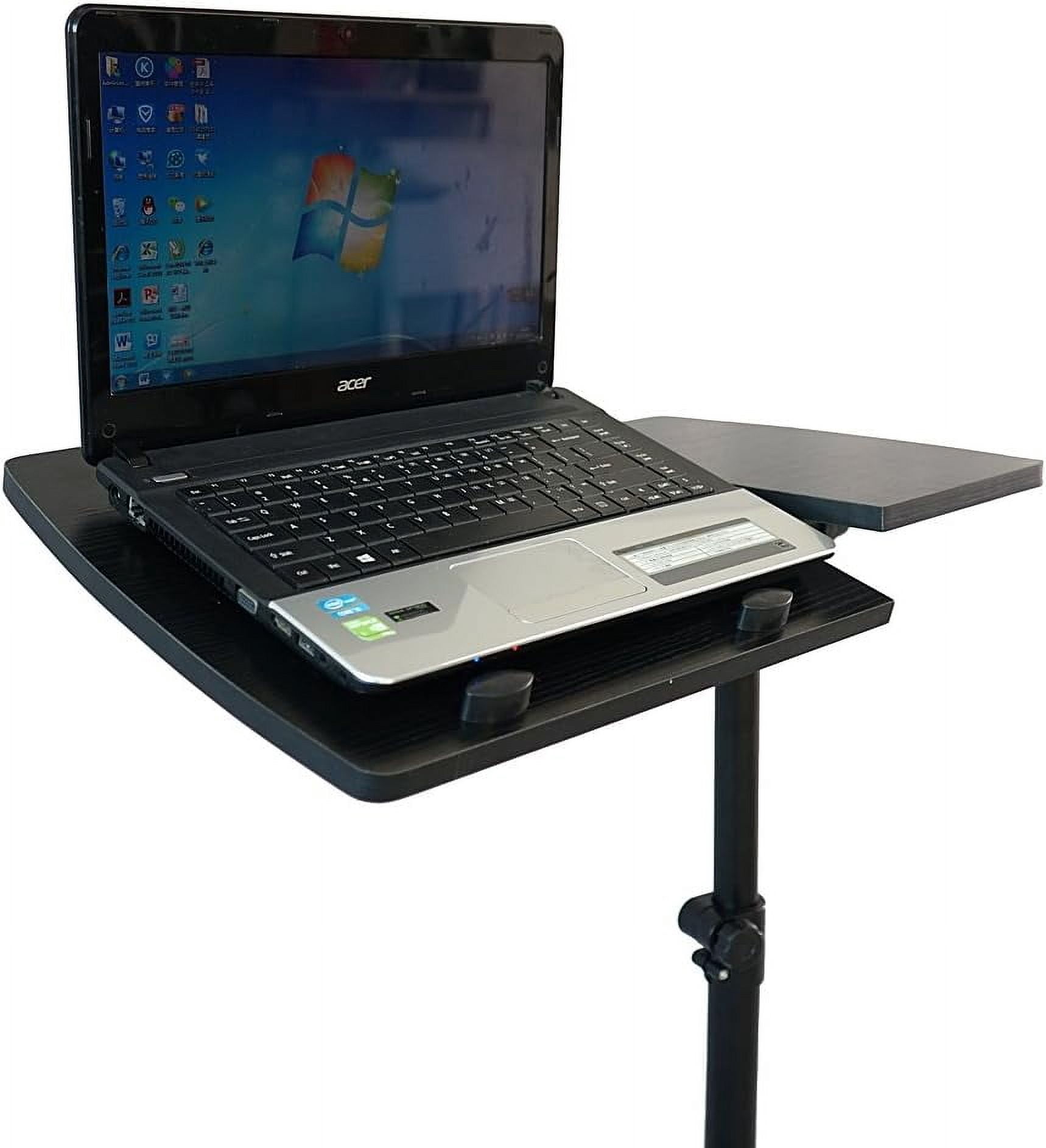 Yunken 23.2 Inch Rolling Adjustable Multifunctional Lifting Computer Desk, Tilting Desktop, Sit Stand Laptop Desk TV Tray for Bed Sofa Hospital Reading Eating, Black