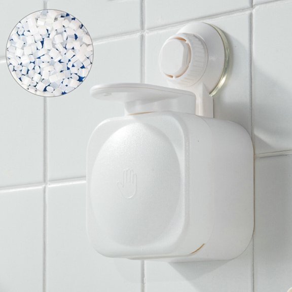 WHAMVOX Bathroom Seamless Manual Soap Dispenser Creative Suction Cup To The Soap Machine Wall-free Punching Plastic Soap Dispenser(White)