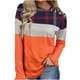 thumbnail image 2 of Pntutb mujeres manga larga hombro fuera del hombro correa cruzada Plaid Color bloque tops blusa túnica tops Pntutb Pntutb-5436, 2 of 6