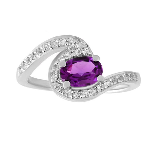Sterling Silver 925 Natural Purple Amethyst February Birthstone Gemstone Silver Ring For Women