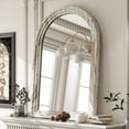 thumbnail image 3 of BEAUTYPEAK 40"x 30" Arched Bathroom Mirror Wall Mirror Wooden Frame,White, 3 of 10