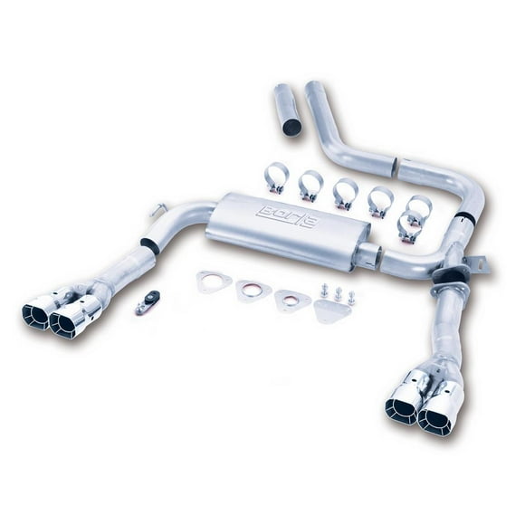Fits 1998-2002 Chevrolet Camaro Borla Exhaust System Kit 14780 Cat-Back System; T-304 Stainless Steel; With Muffler; 3 Inch Pipe Diameter; Single Exhaust With Quad Exit; Split Rear Exit