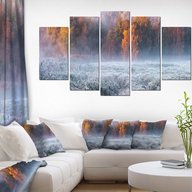 Grey Hoarfrost Design by Winter - Landscape Print Wall Artwork