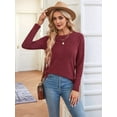 thumbnail image 3 of Long Sleeve Shirts for Women Crew Neck Casual Tunic Tops Red S, 3 of 6