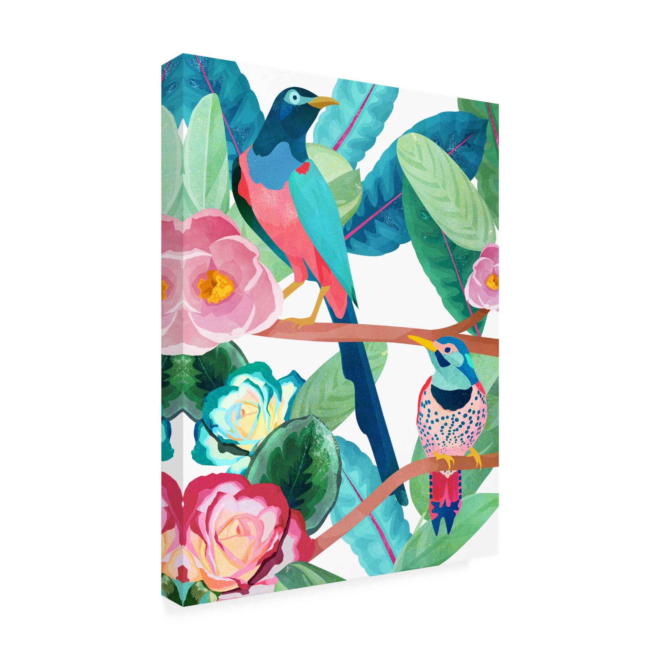 Trademark Fine Art Goed Blauw  Birds of Spring Canvas Wall Art