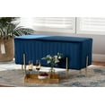 thumbnail image 3 of Baxton Studio Helaine Fabric Bench Ottoman, 17-11/16"H x 35-3/8"W x 15-11/16"D, Navy Blue/Gold, 3 of 7