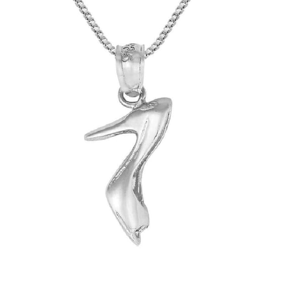 925 Sterling Silver Necklace w/ High Heel Shoe 3D (3 Dimensional) Charm Pendant