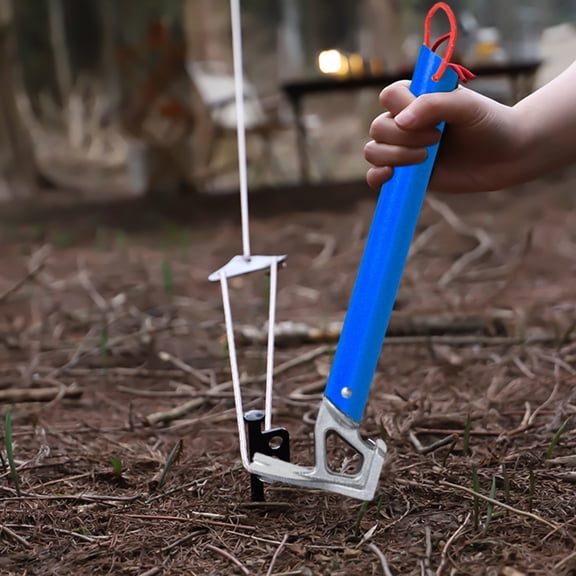 RRJ Camping Tent Stake Hammer, Aluminum Alloy Handle Stainless Steel Nail Puller, Portable Multifunctional Ground Peg Mallet for Outdoor Gear and Hiking Accessories
