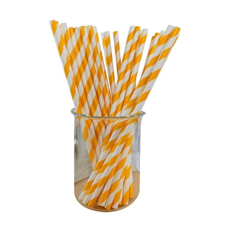 Striped Paper Drinking Straws 100 Count - 100% Biodegradable & Compostable Disposable Drinking Straws Bulk - Cocktail Bars Restaurants - Assorted Colors