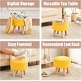 thumbnail image 5 of Ottoman with Storage, Small Foot Stool Ottoman with Wood Legs, Teddy Velvet Foot Rest for Couch, Living Room and Bedroom - Yellow, 5 of 14