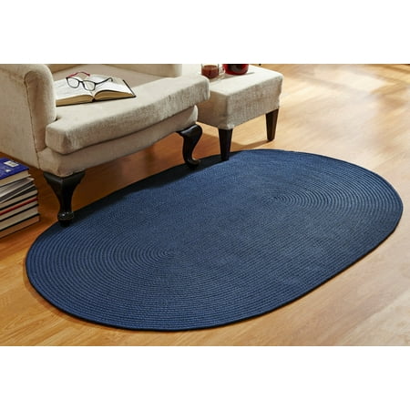 Navy Country Lambswool - Country Braided Rug 30X50 Dark Blue Solid