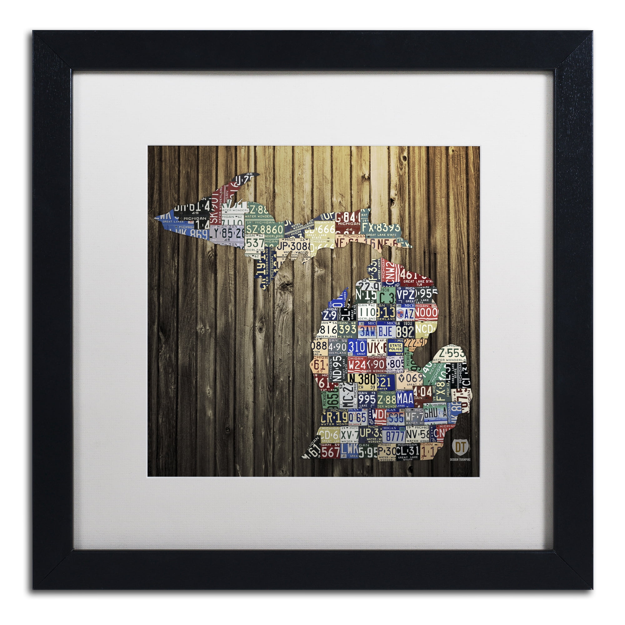 Trademark Fine Art 'Michigan Counties License Plate' Canvas Art by Design Turnpike, White Matte, Black Frame
