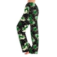 thumbnail image 2 of Halloween Pajamas Pants for Women Ladies Drawstring Pumpkins Ghost Pajama Cute Soft Long Wide Leg Pj Pants Green 3XL, 2 of 7