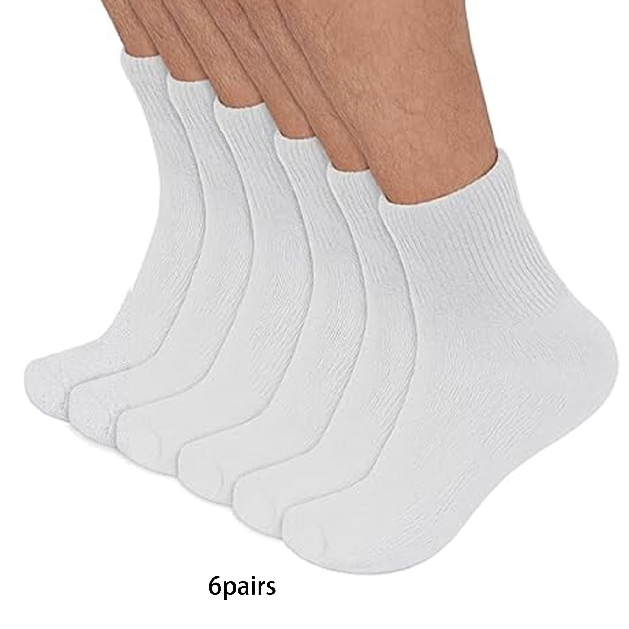 TELOLY Diabetic Ankle Socks-Non Binding Quarter Socks for Men&Women,Cushion Circulatory Socks(White-12 Pairs,Socks Size 10-13,Fit Men'S Shoe Size 7-12)