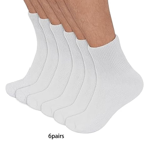 TELOLY Diabetic Ankle Socks-Non Binding Quarter Socks for Men&Women,Cushion Circulatory Socks(White-12 Pairs,Socks Size 10-13,Fit Men'S Shoe Size 7-12)